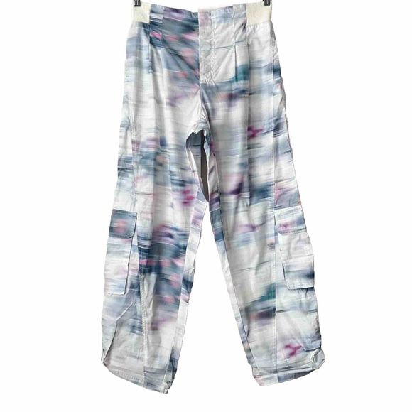 New Free People Pants M Multicolor Printed Mesmerize Me Pull-on In Meadow Motion - Picture 2 of 9